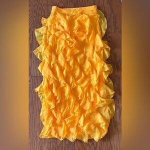 Let Me Be Ruffled Tulle Yellow Maxi Skirt Anthropologie